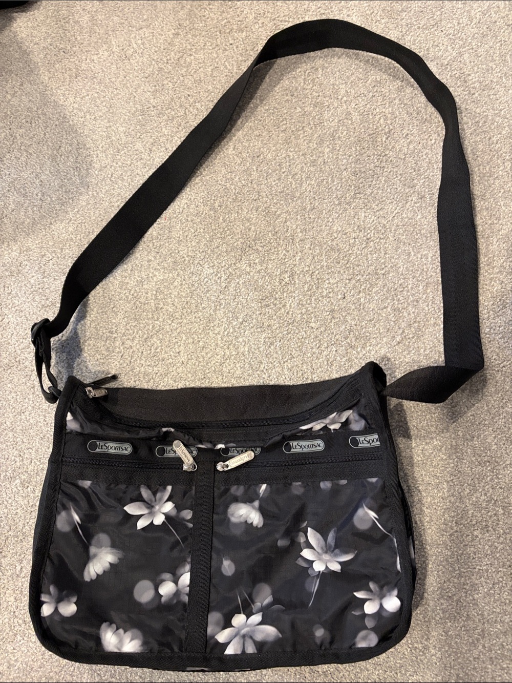 Lesportsac Black Floral Crossbody Bag